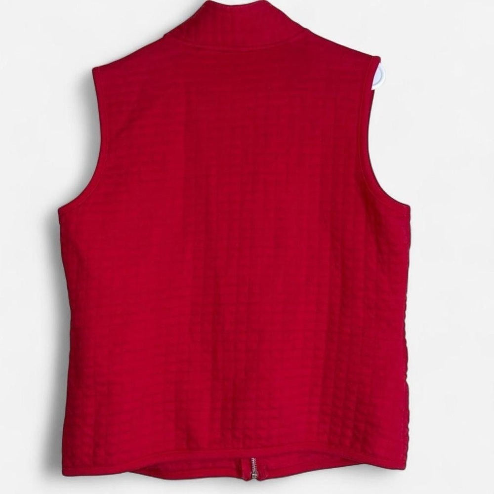 Karen Scott Buisness casual Sport Red quilted Full Zip Vest With Pockets Medium - Picture 3 of 6